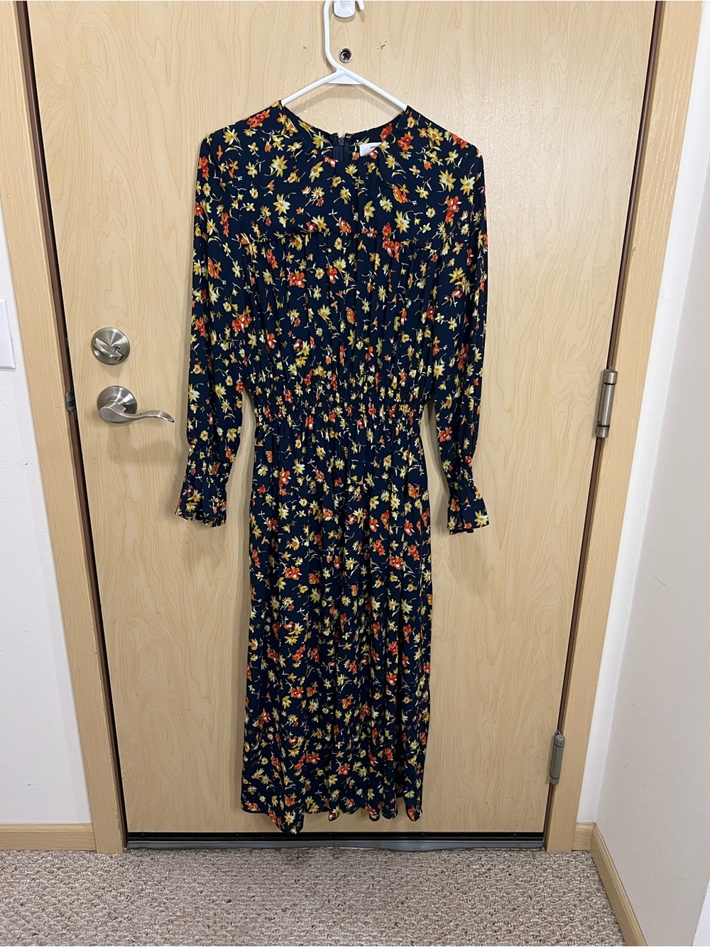 Victor Alfaro Women's Watercolor Floral Navy/Orange/ Yellow Poly Dress